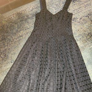 Nanette Lepore black eyelet dress with summer straps & sash, size 2